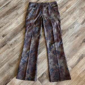 High-Rise Floral Dress Pants Vintage-Inspired Fall Boho Elegance Tailored Flare